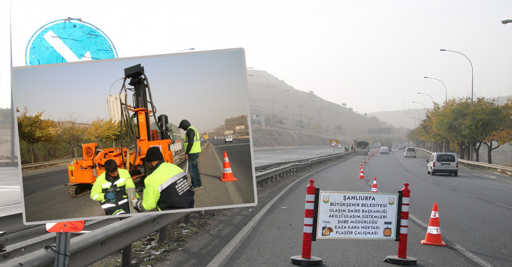 Sık kaza yaşanan yola flaşörlü önlem;