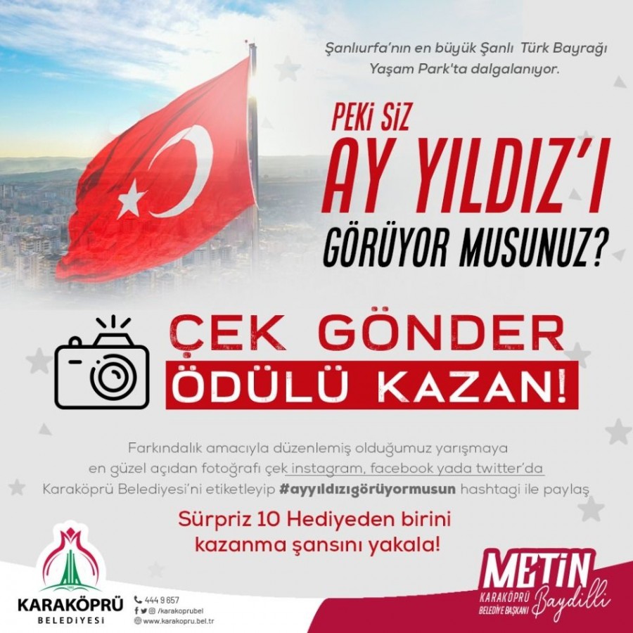 Kentin en büyük Türk bayrağı dalgalanıyor;